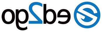A blue and black graphic logo with the text “ed2go”